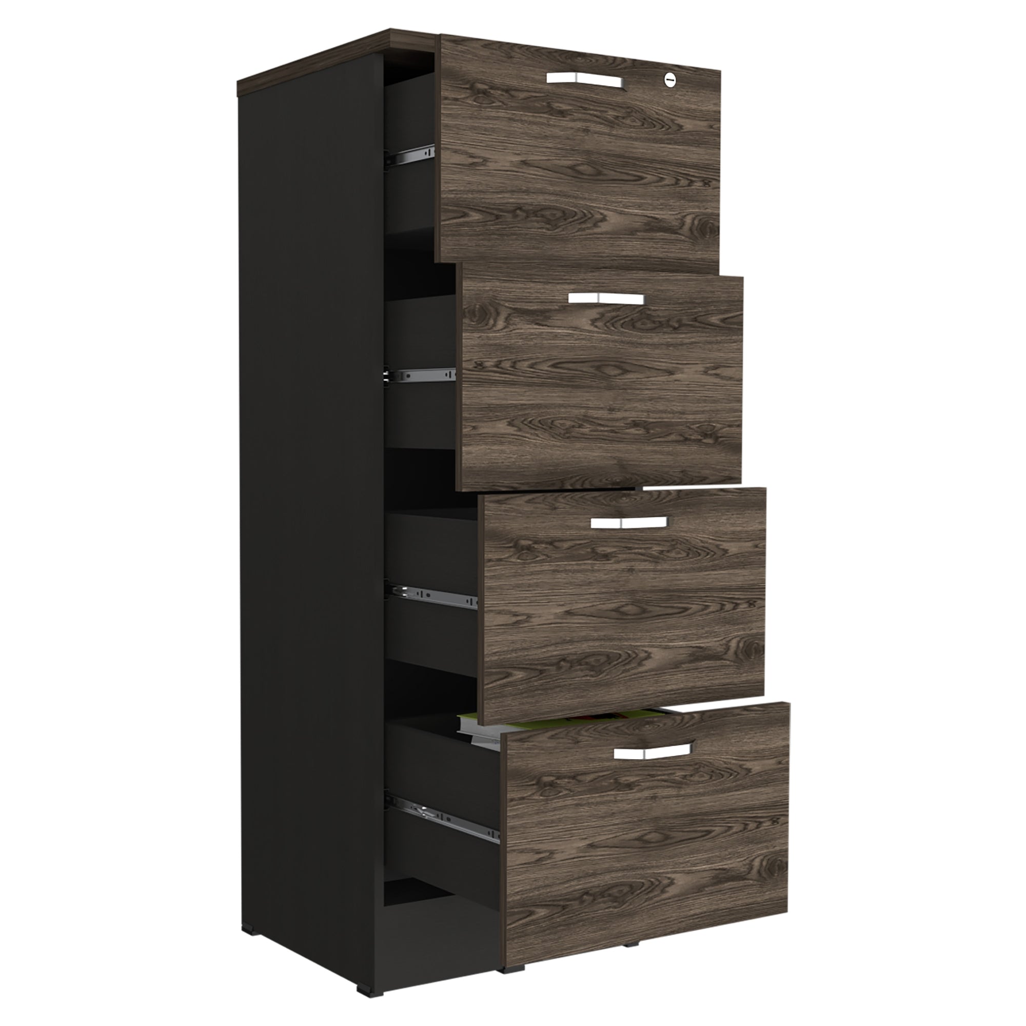 ARCHIVADOR ALTO HOME OFFICE 4 CAJONES COÑAC Y NEGRO - 3