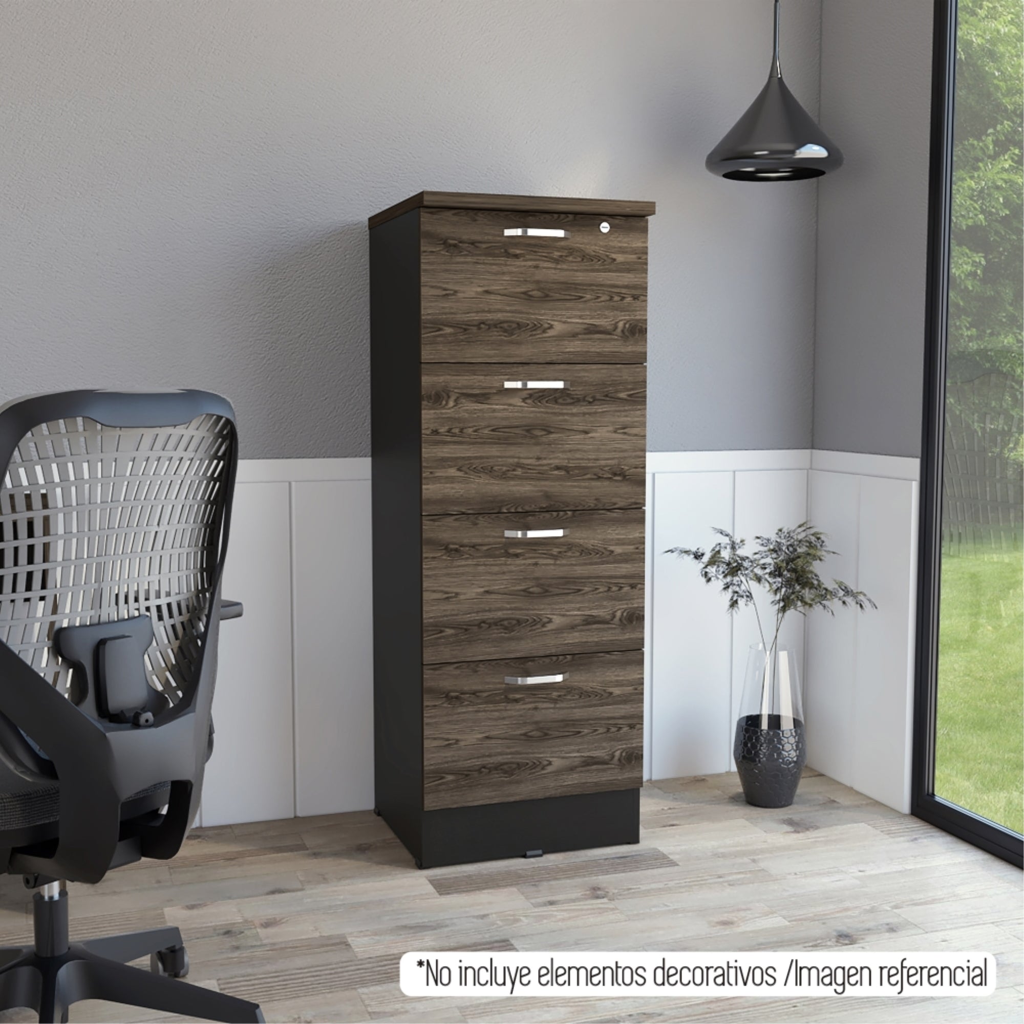 ARCHIVADOR ALTO HOME OFFICE 4 CAJONES COÑAC Y NEGRO - 4