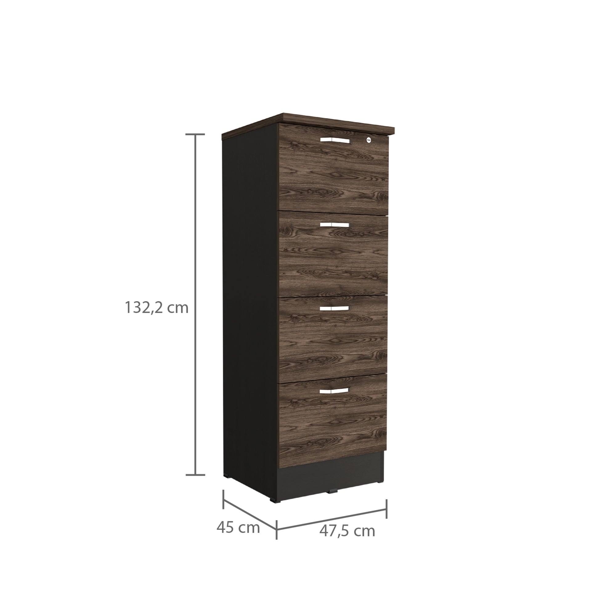 ARCHIVADOR ALTO HOME OFFICE 4 CAJONES COÑAC Y NEGRO - 6