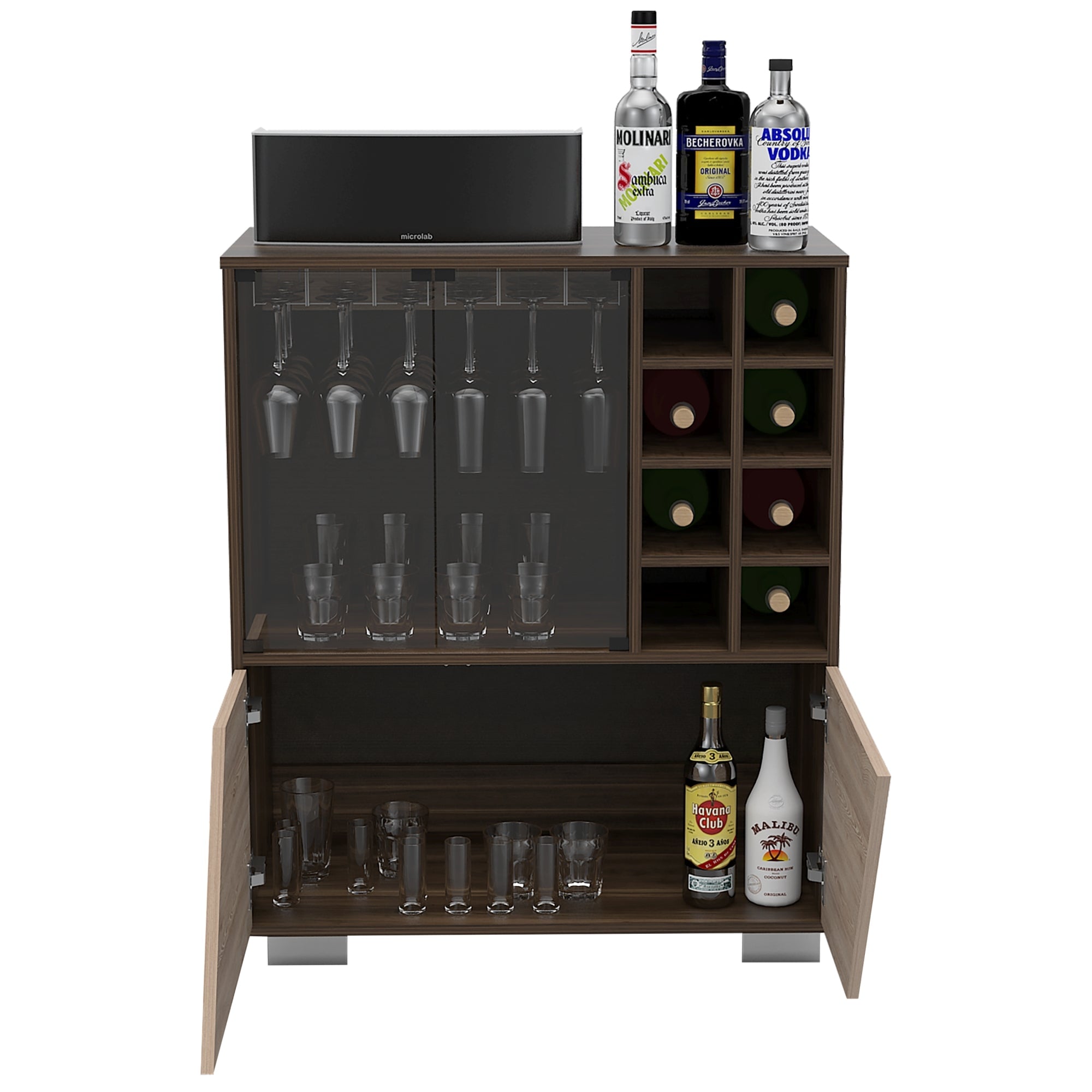 BAR BAJO FRAKTAL 4 PUERTAS HABANO Y MIEL - 3
