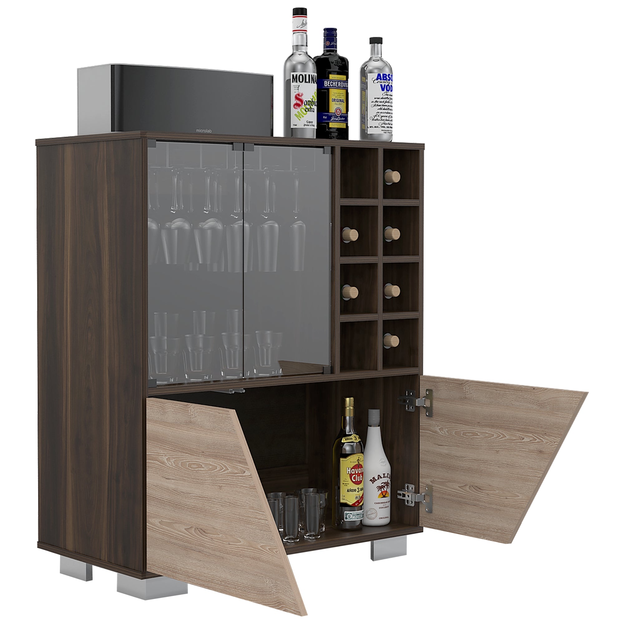 BAR BAJO FRAKTAL 4 PUERTAS HABANO Y MIEL - 4