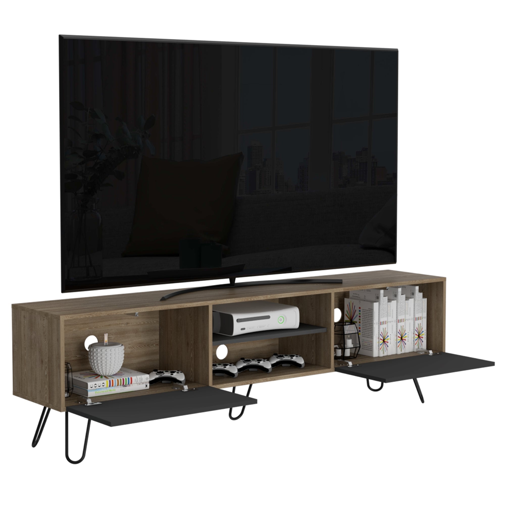 RACK TV 70' 2 PUERTAS VASSEL MIEL Y PLOMO - 3