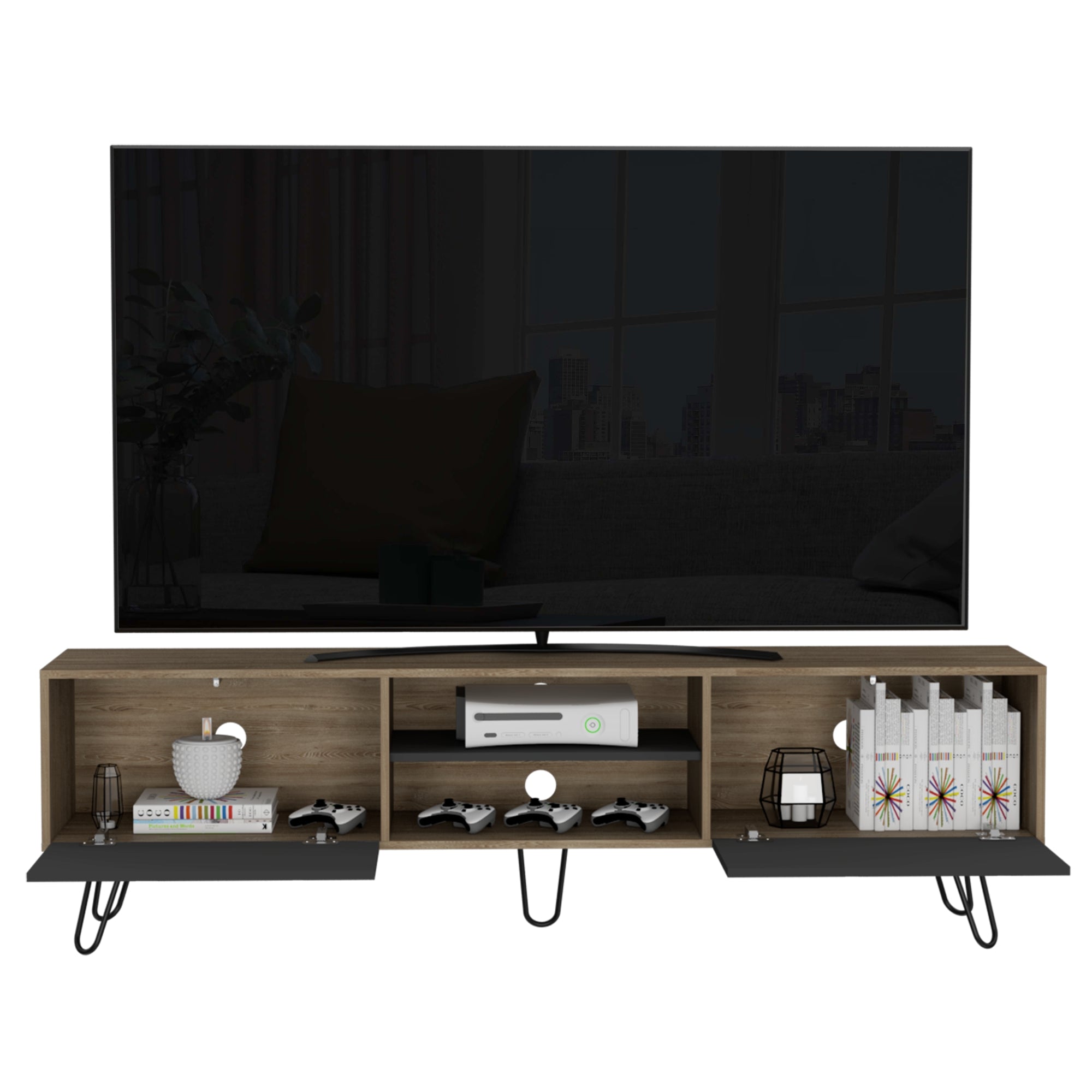 RACK TV 70' 2 PUERTAS VASSEL MIEL Y PLOMO - 4