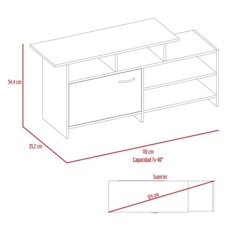 RACK TV 40 1 PUERTA LIMA WENGUE 54,4X119,0X35,2 CM - 7