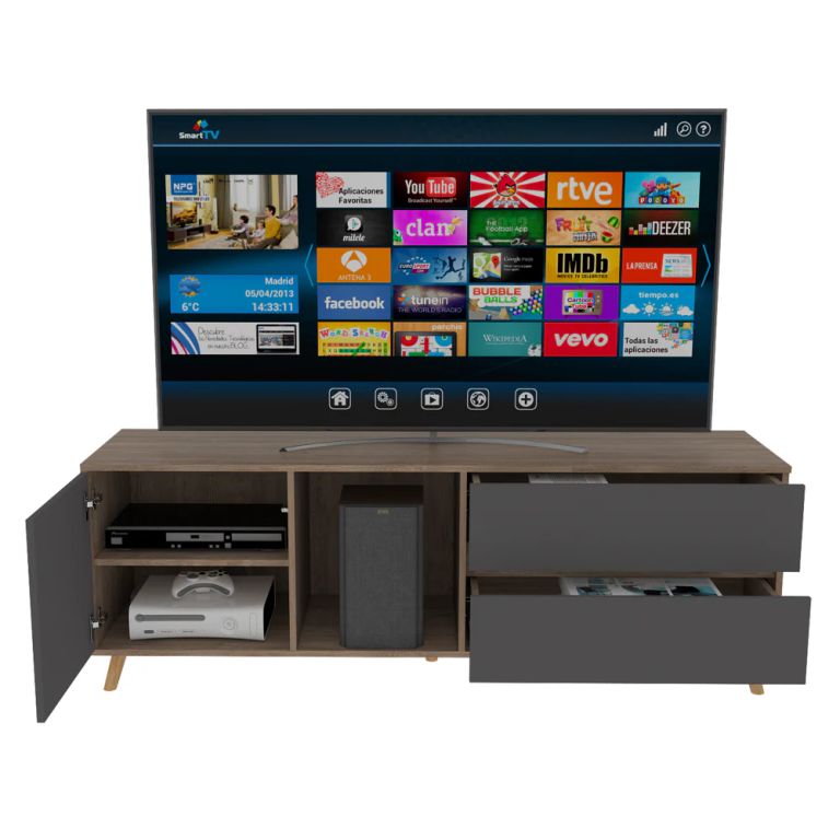 RACK TV65' 1 PUERTA 2 CAJONES SALEM MIEL Y PLOMO 58,4X158,4X38,0 CM - 4