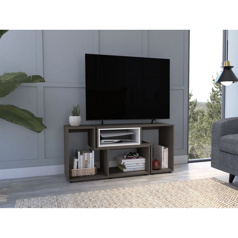 RACK TV 40 EXTENSIBLE 120-160 CM COÑAC Y BLANCO - 1