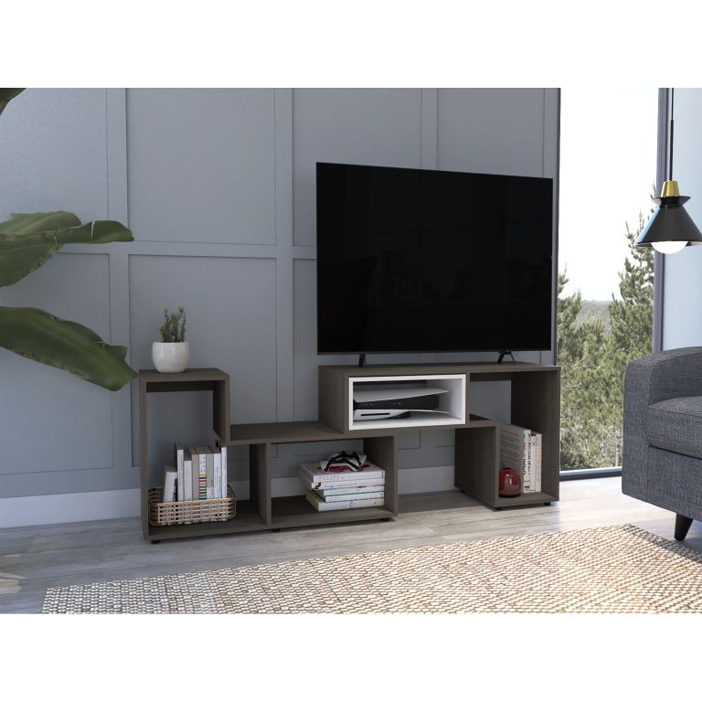 RACK TV 40 EXTENSIBLE 120-160 CM COÑAC Y BLANCO - 2