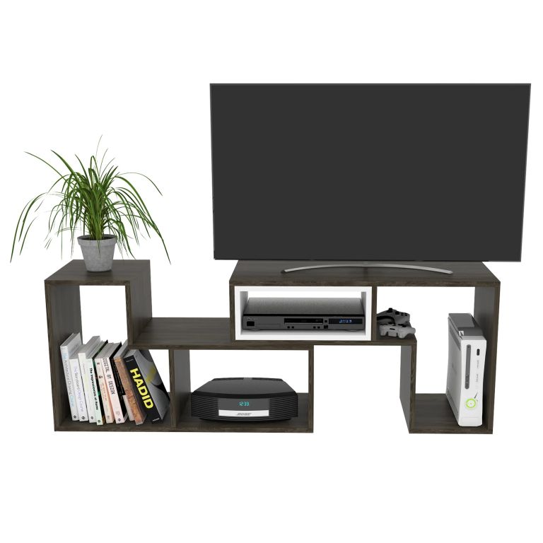 RACK TV 40 EXTENSIBLE 120-160 CM COÑAC Y BLANCO - 4