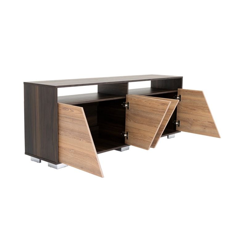 RACK TV 70 4 PUERTAS FRAKTAL CAFÉ Y MIEL 61,3X155,5X39,6 CM - 3