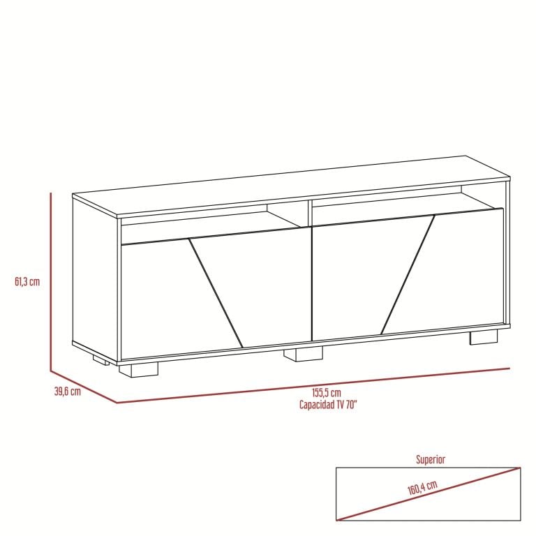 RACK TV 70 4 PUERTAS FRAKTAL CAFÉ Y MIEL 61,3X155,5X39,6 CM - 7