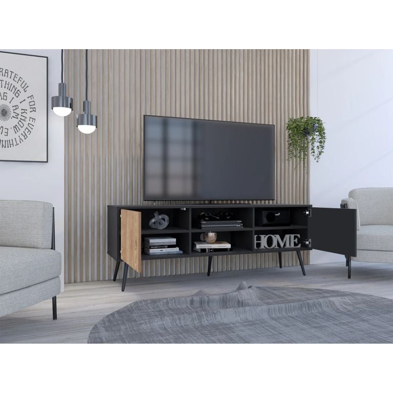 RACK TV 65 2 PUERTAS FUNES ECO WENGUE 55,0X150,0X40,0 CM - 2