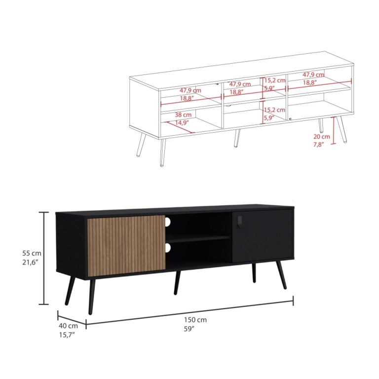 RACK TV 65 2 PUERTAS FUNES ECO WENGUE 55,0X150,0X40,0 CM - 7