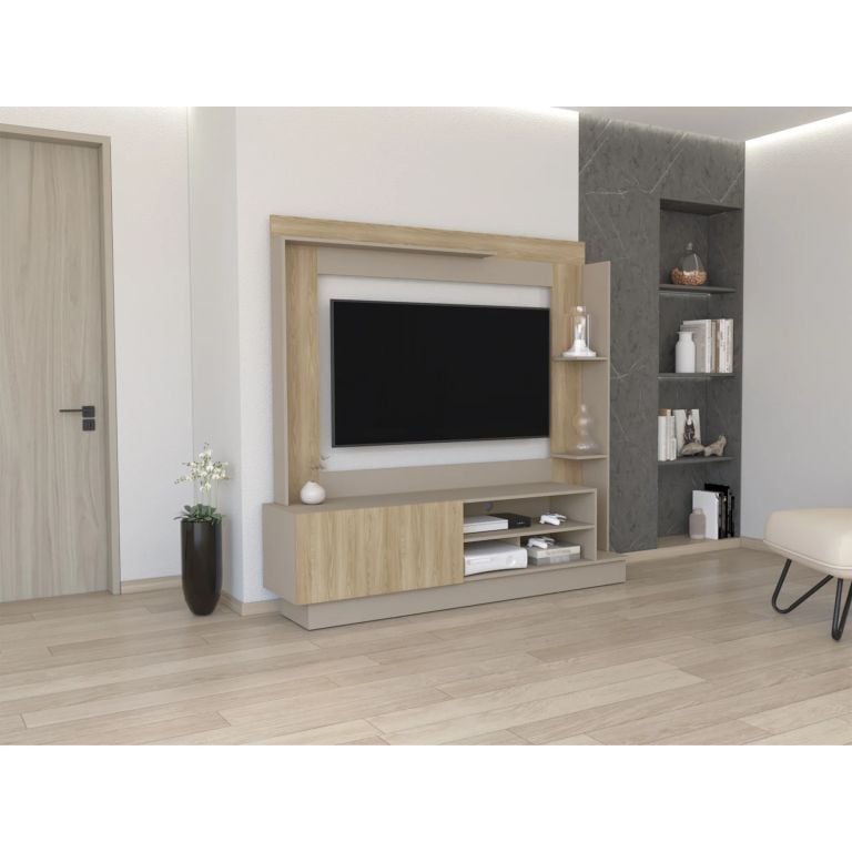ESTANTE TV70 DOHA TAUPE Y FRESNO 175,0X180,0X38,5 CM - 1