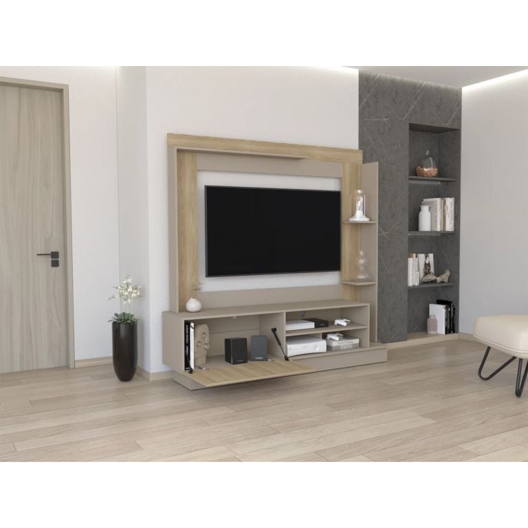 ESTANTE TV70 DOHA TAUPE Y FRESNO 175,0X180,0X38,5 CM - 2