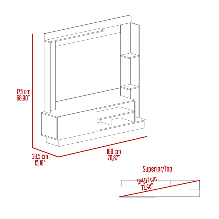 ESTANTE TV70 DOHA TAUPE Y FRESNO 175,0X180,0X38,5 CM - 6