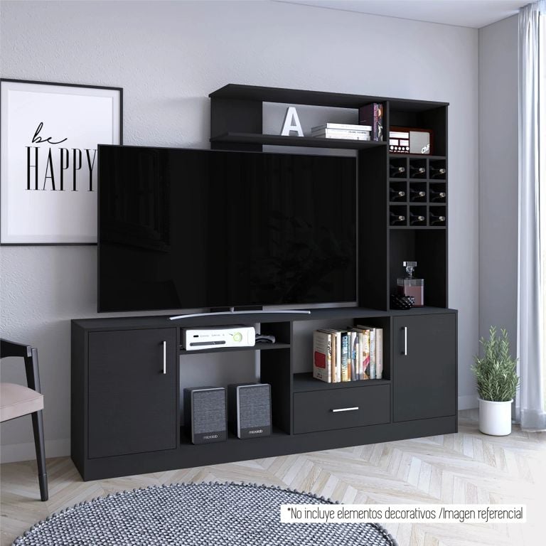 ESTANTE BAR TV 60 9 BOTELLEROS BEIJING WENGUE 180,7X200,0X37,6 CM - 1