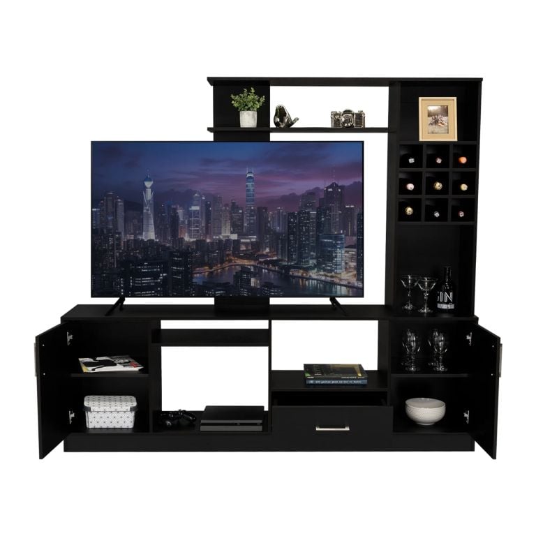 ESTANTE BAR TV 60 9 BOTELLEROS BEIJING WENGUE 180,7X200,0X37,6 CM - 4