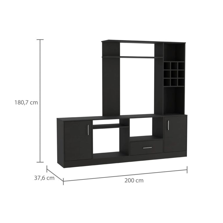 ESTANTE BAR TV 60 9 BOTELLEROS BEIJING WENGUE 180,7X200,0X37,6 CM - 8