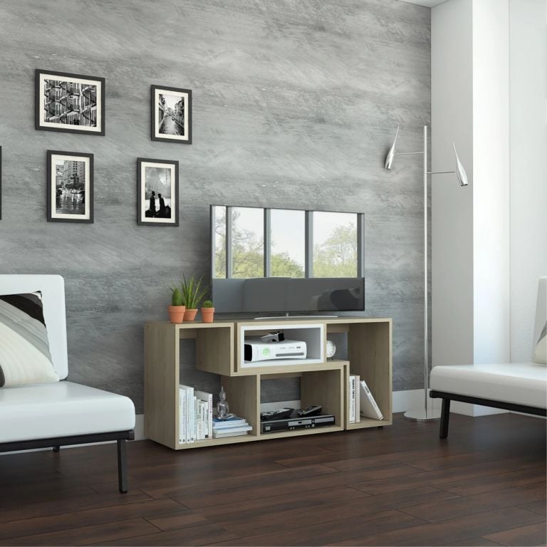 RACK TV 40 EXTENSIBLE 120-160 CM ROVERE Y BLANCO - 1