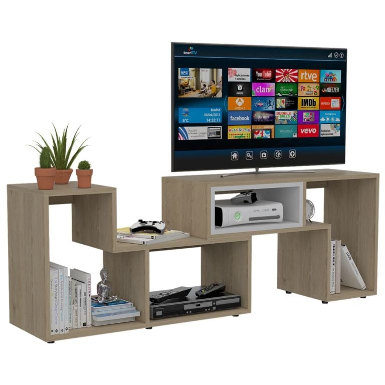 RACK TV 40 EXTENSIBLE 120-160 CM ROVERE Y BLANCO - 3