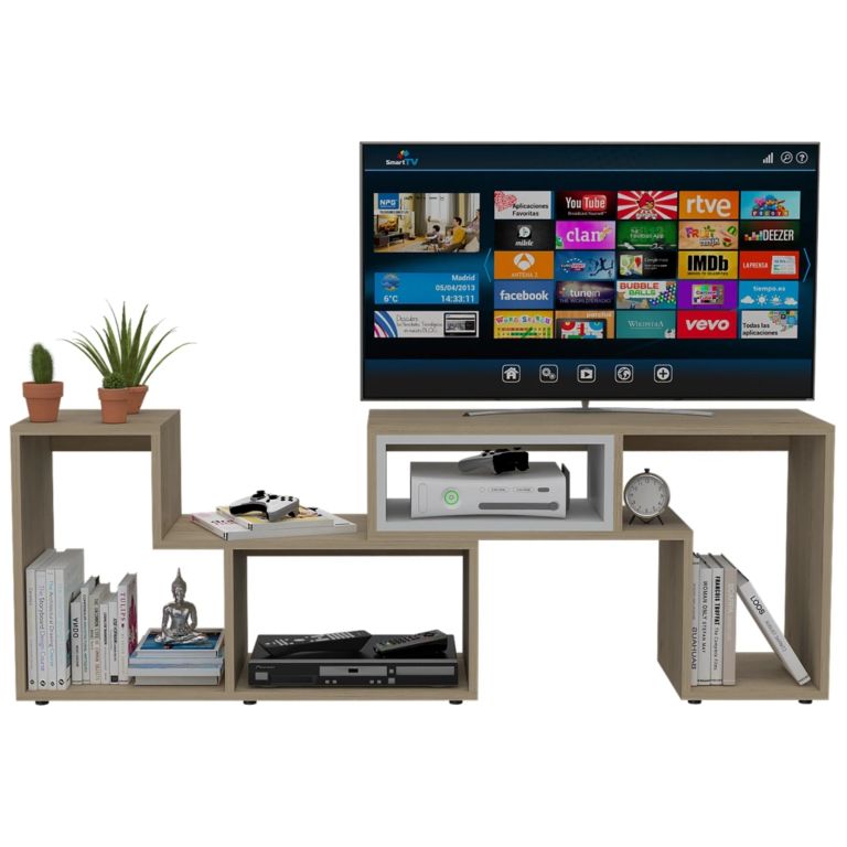 RACK TV 40 EXTENSIBLE 120-160 CM ROVERE Y BLANCO - 4