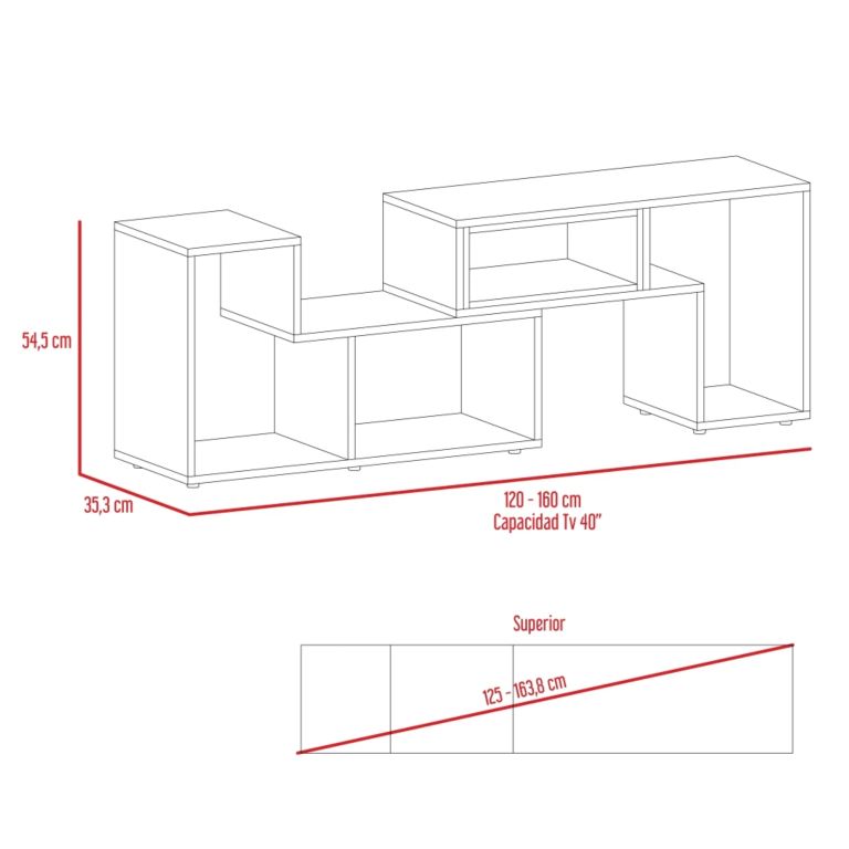 RACK TV 40 EXTENSIBLE 120-160 CM ROVERE Y BLANCO - 7