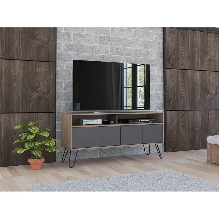 RACK TV 55 4 PUERTAS VASSEL MIEL Y PLOMO 60,6X123,5X38,6 CM - 1