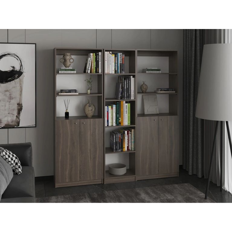 COMBO ESTANTES 4 PUERTAS CON NIVELES HOME MILAN Y BLANCO - 1