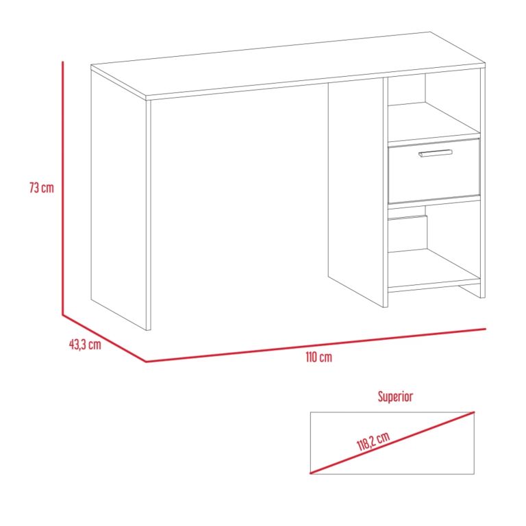 ESCRITORIO RECTO 1 CAJÓN OFFICE 73,0X110,0X43,3 CM - 7