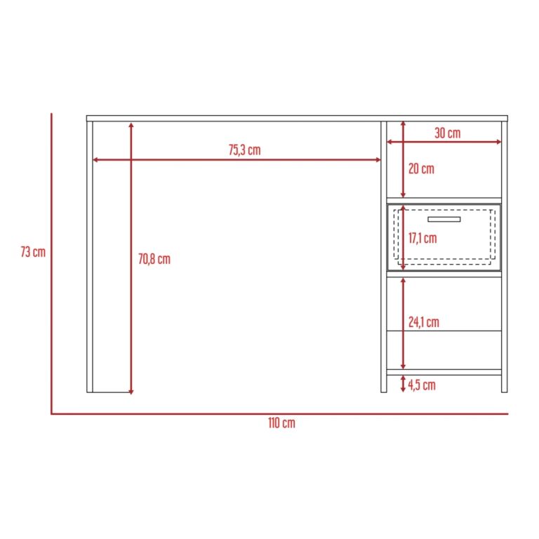 ESCRITORIO RECTO 1 CAJÓN OFFICE 73,0X110,0X43,3 CM - 8