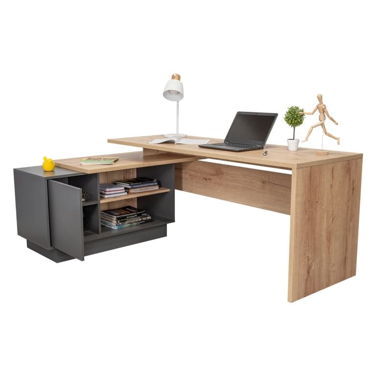 ESCRITORIO EN L 1 PUERTA OFFICE DUNA Y PLOMO 71,6X179,0X125,7 CM - 3