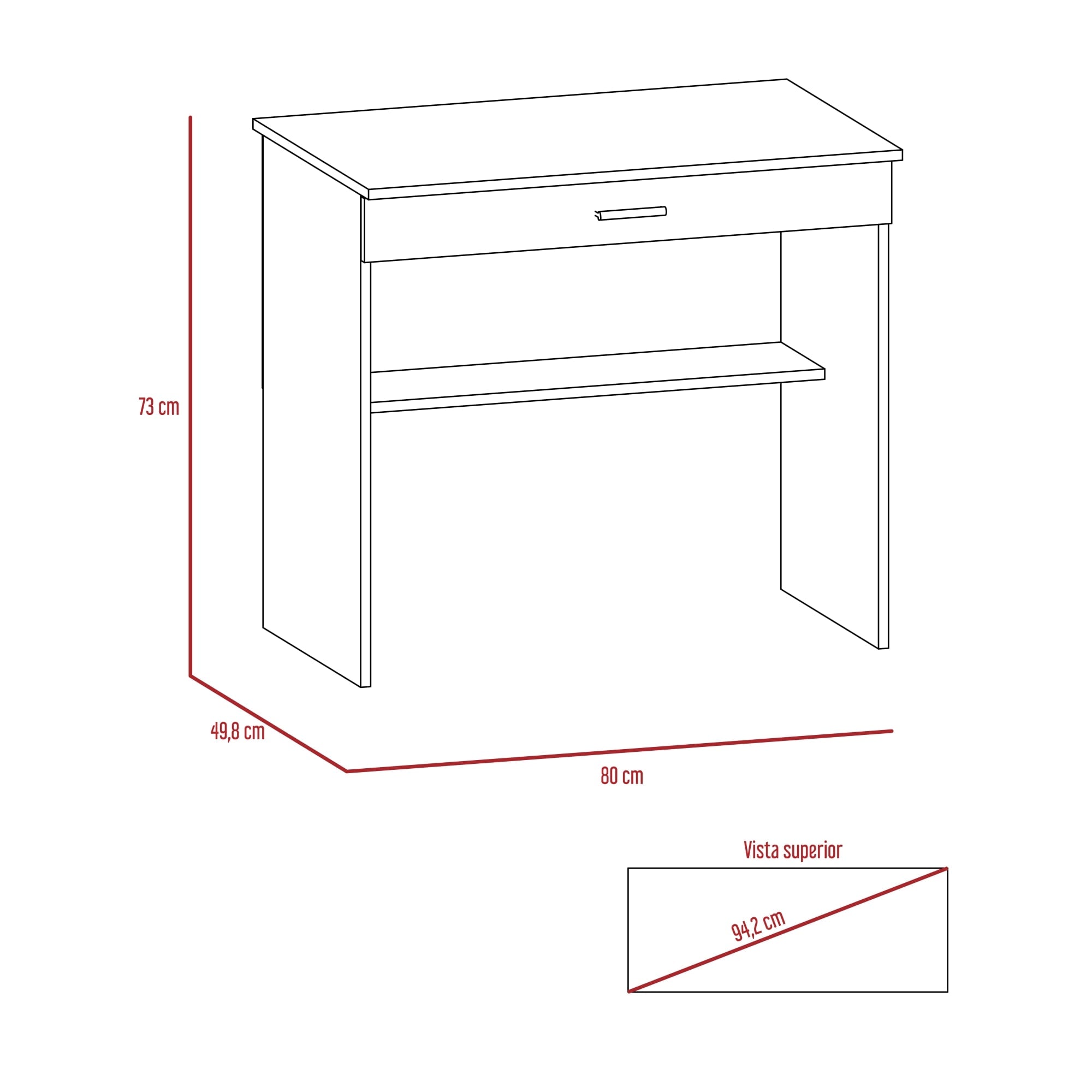 ESCRITORIO OFFICE W-80 CON 1 CAJON WENGUE - 7