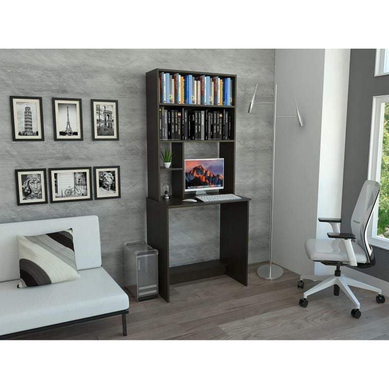 ESCRITORIO CON BIBLIOTECA OFFICE WENGUE 180,7X75,2X48,6 CM - 1