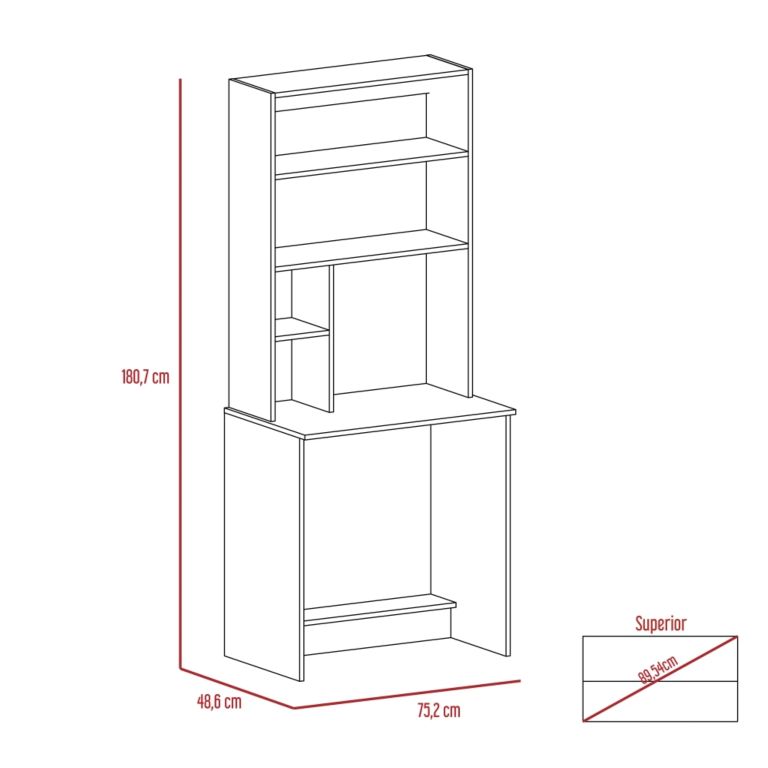 ESCRITORIO CON BIBLIOTECA OFFICE WENGUE 180,7X75,2X48,6 CM - 6