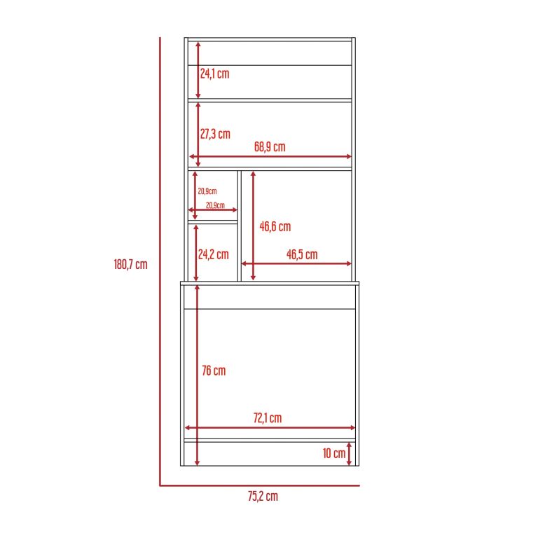 ESCRITORIO CON BIBLIOTECA OFFICE WENGUE 180,7X75,2X48,6 CM - 7