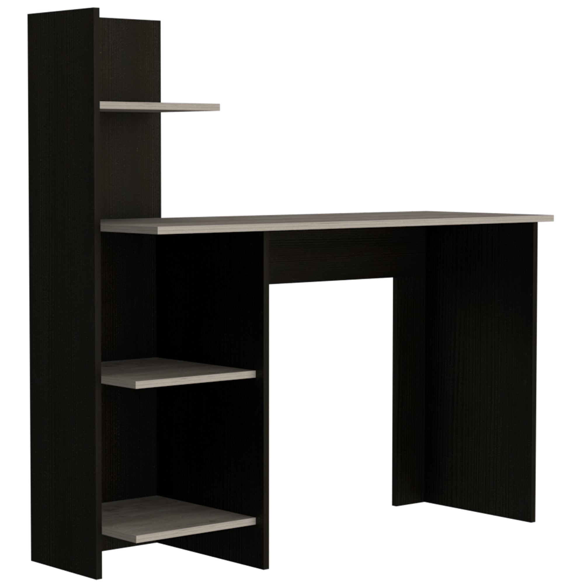 ESCRITORIO CON BIBLIOTECA OFFICE WENGUE Y CENIZA 120X120X45 CM - 1