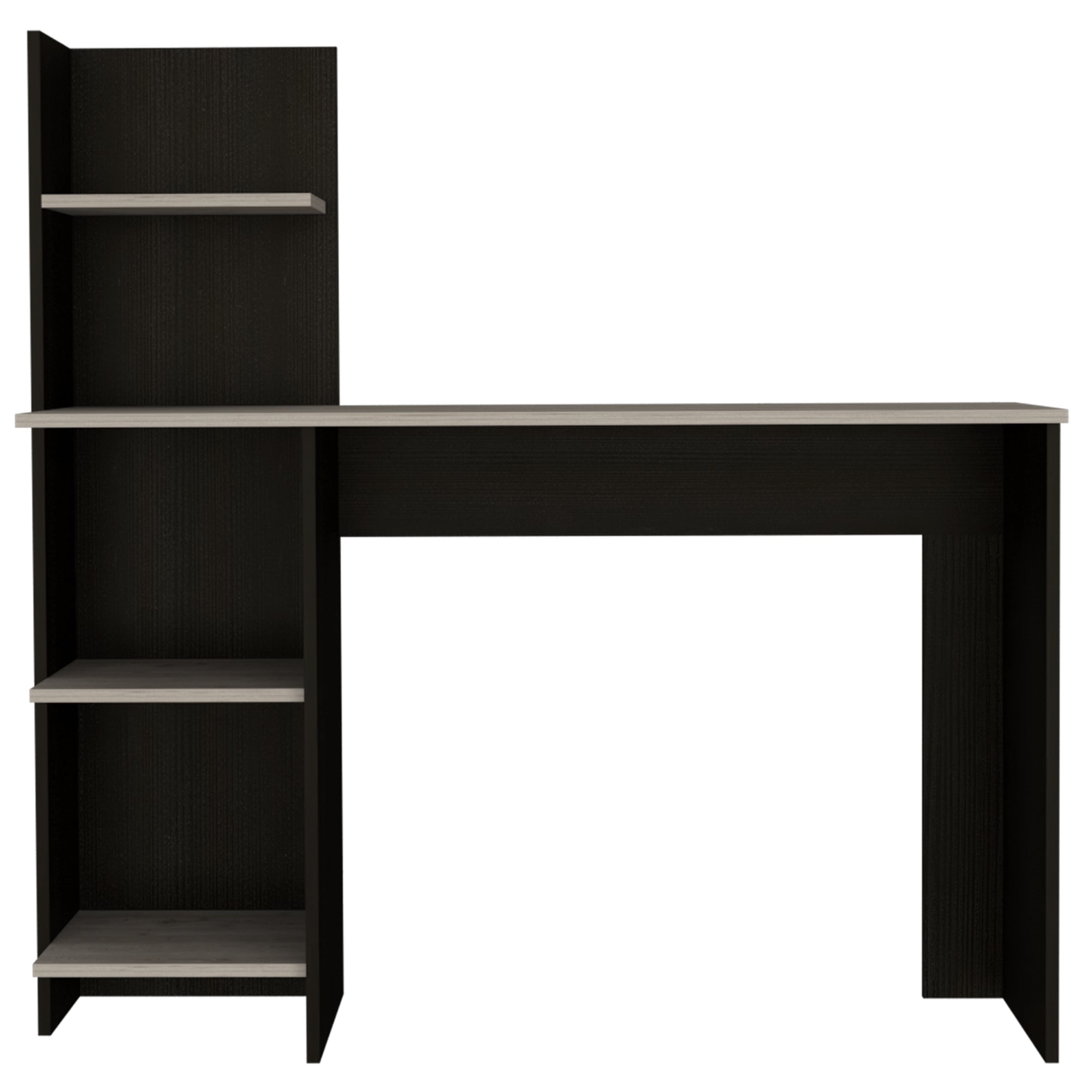 ESCRITORIO CON BIBLIOTECA OFFICE WENGUE Y CENIZA 120X120X45 CM - 2