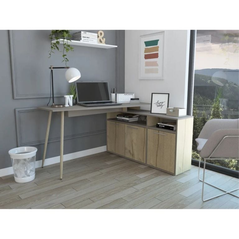 ESCRITORIO EN L 3 PUERTAS SINGAPUR DUNA Y TAUPE - 1