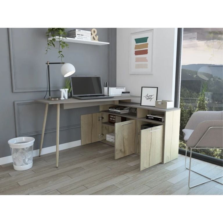 ESCRITORIO EN L 3 PUERTAS SINGAPUR DUNA Y TAUPE - 2