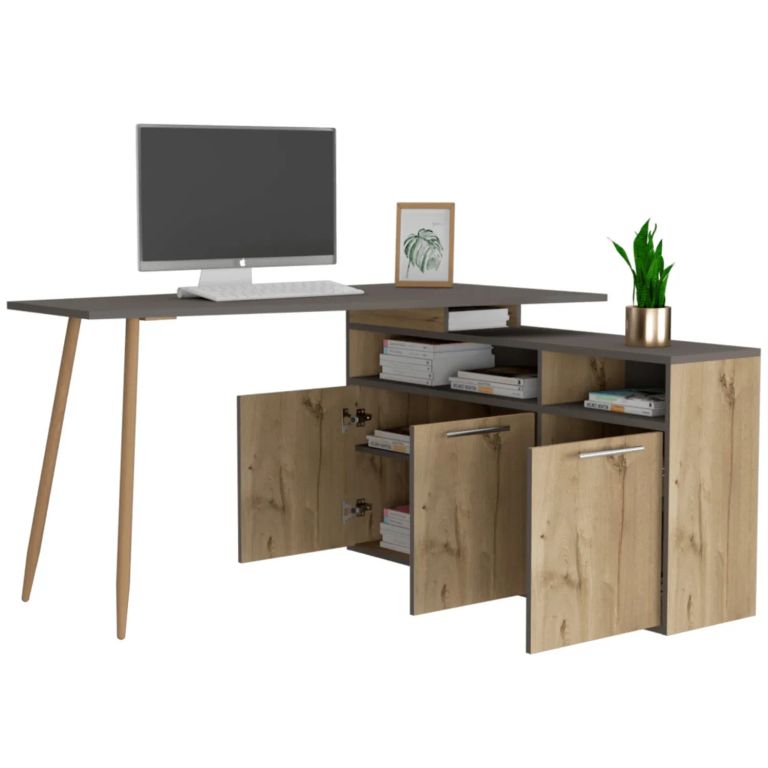 ESCRITORIO EN L 3 PUERTAS SINGAPUR DUNA Y TAUPE - 4