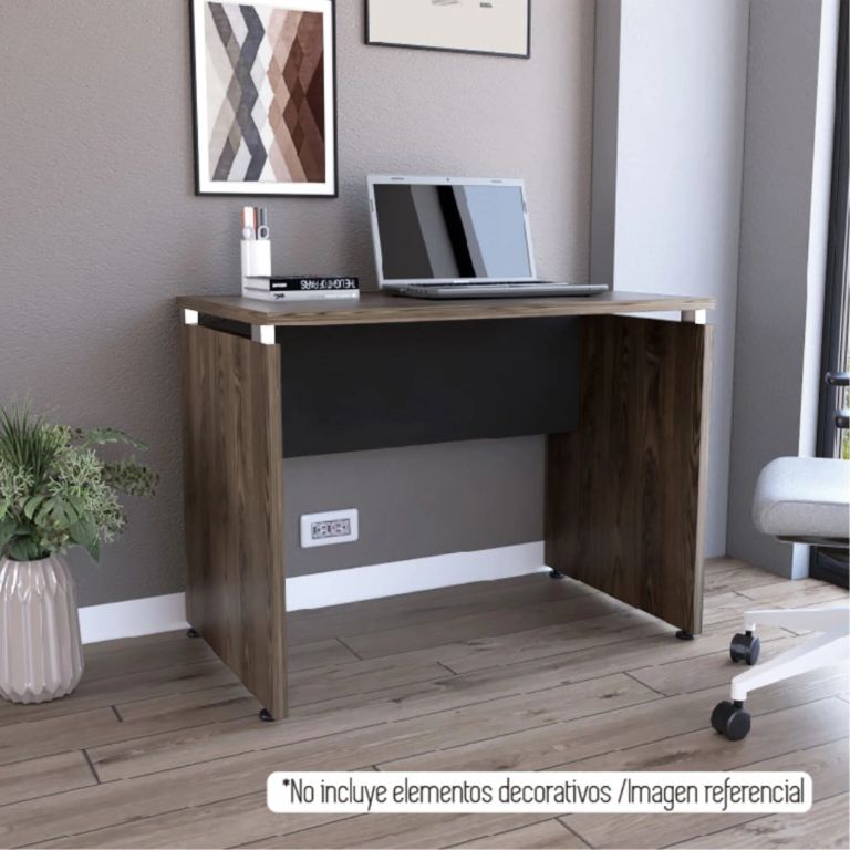 ESCRITORIO M-100 HOME OFFICE NEGRO Y COÑAC 75X100X60 CM - 1