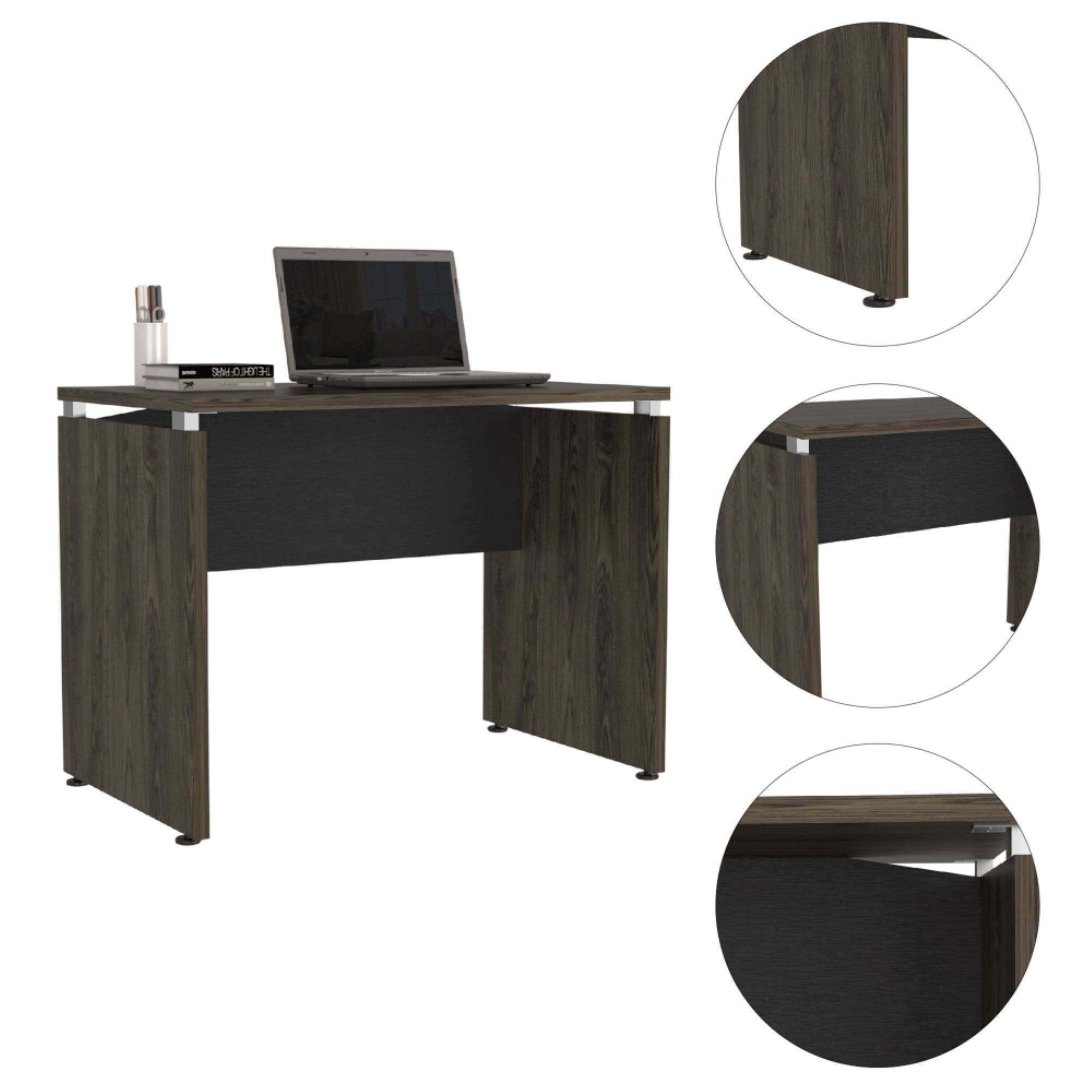 ESCRITORIO M-100 HOME OFFICE NEGRO Y COÑAC 75X100X60 CM - 8