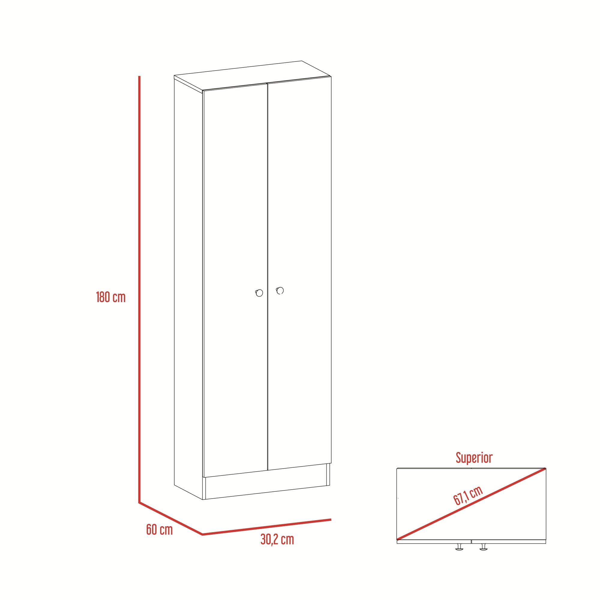 ROPERO 2 PUERTAS TUHOME 180,0X30,2X60,0 CM - 6