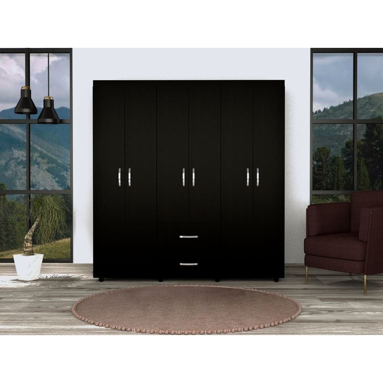 ROPERO 6 PUERTAS 2 CAJONES BARILOCHE WENGUE 180,0X170,3X50,3 CM - 1