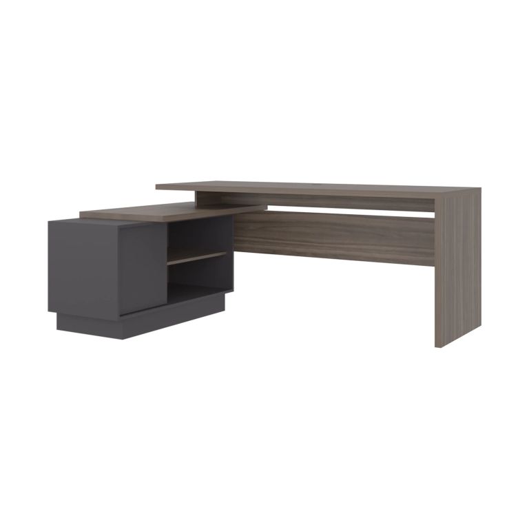 ESCRITORIO EN L 1 PUERTA OFFICE AVELLANA Y PLOMO 71,2X179,0X125,7 CM - 4