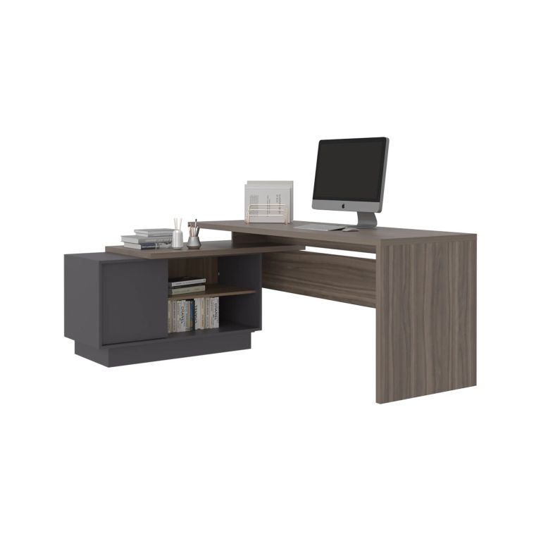 ESCRITORIO EN L 1 PUERTA OFFICE AVELLANA Y PLOMO 71,2X179,0X125,7 CM - 5