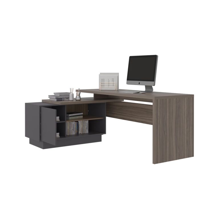 ESCRITORIO EN L 1 PUERTA OFFICE AVELLANA Y PLOMO 71,2X179,0X125,7 CM - 6