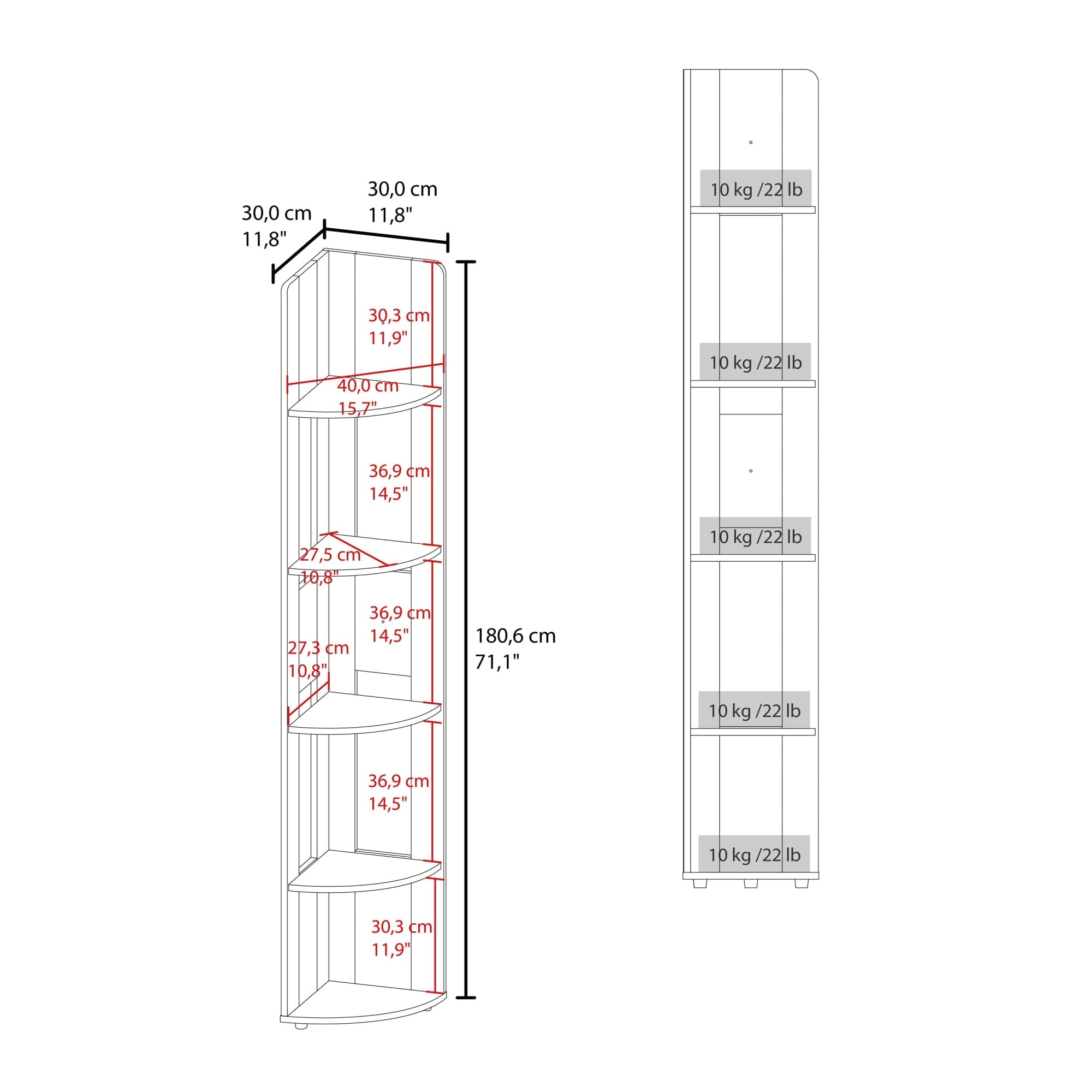 ESTANTE ESQUINERO HOME-E7 180,6X30,0X30,0 CM - 6
