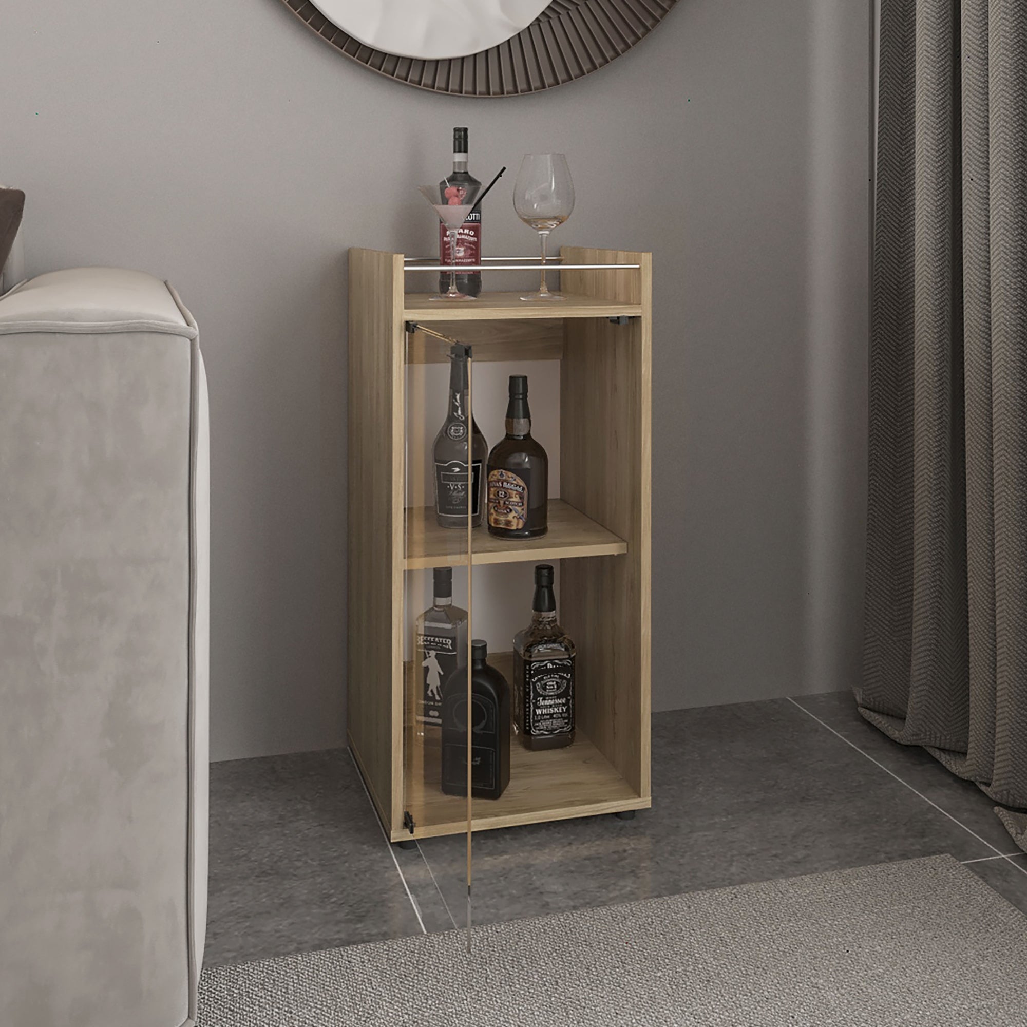 BAR BAJO 1 PUERTA VIDRIO THEBA 81,3X38,1X37,6 CM - 6