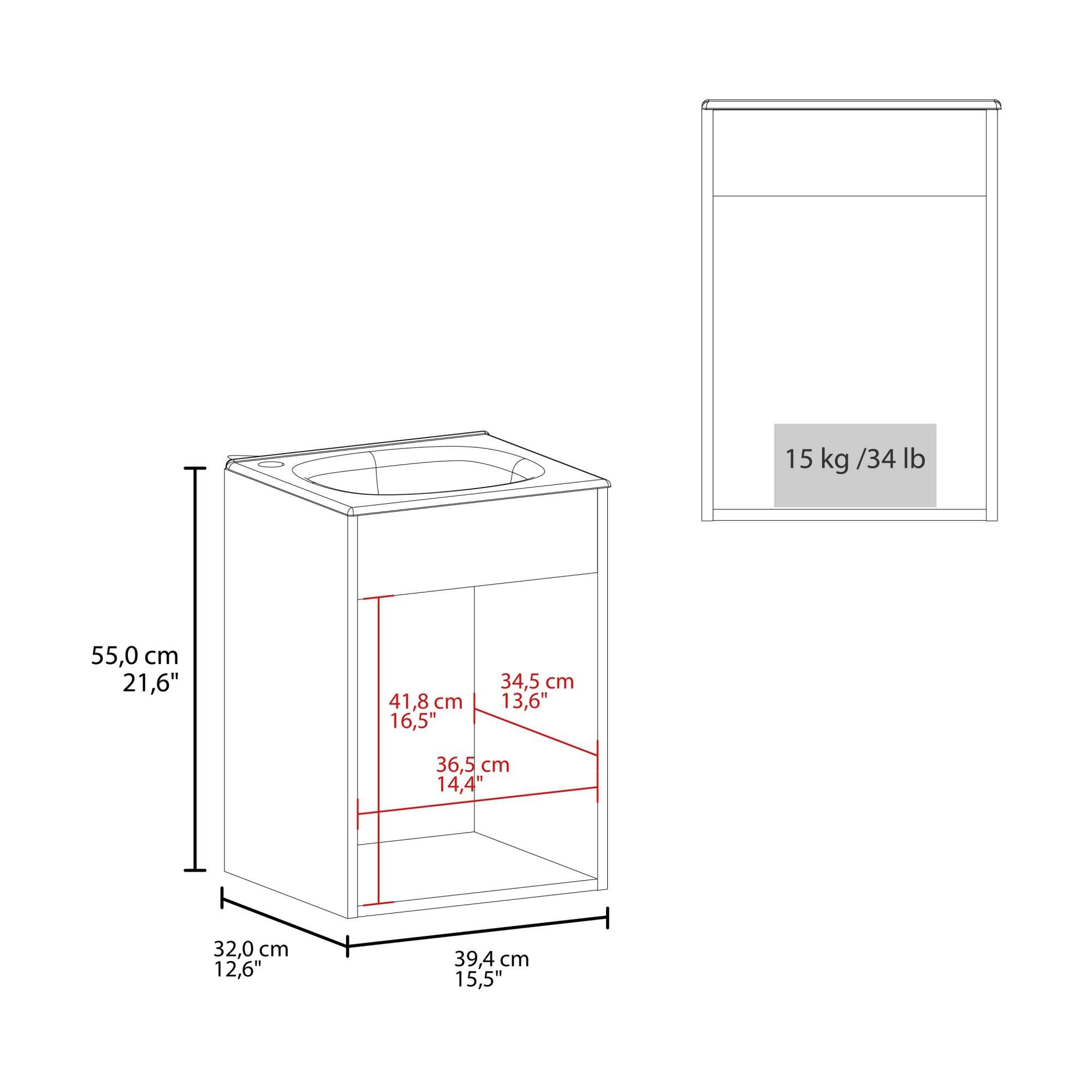 VANITORIO FLOTANTE BETHEL 1 PUERTA 55,0X39,4X32,0 CM - 7